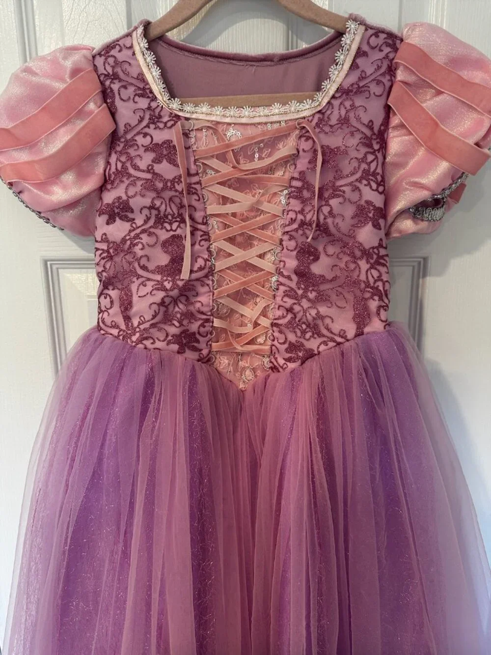 Princess Rapunzel Costume Dress and Fingerless Gloves - Purple